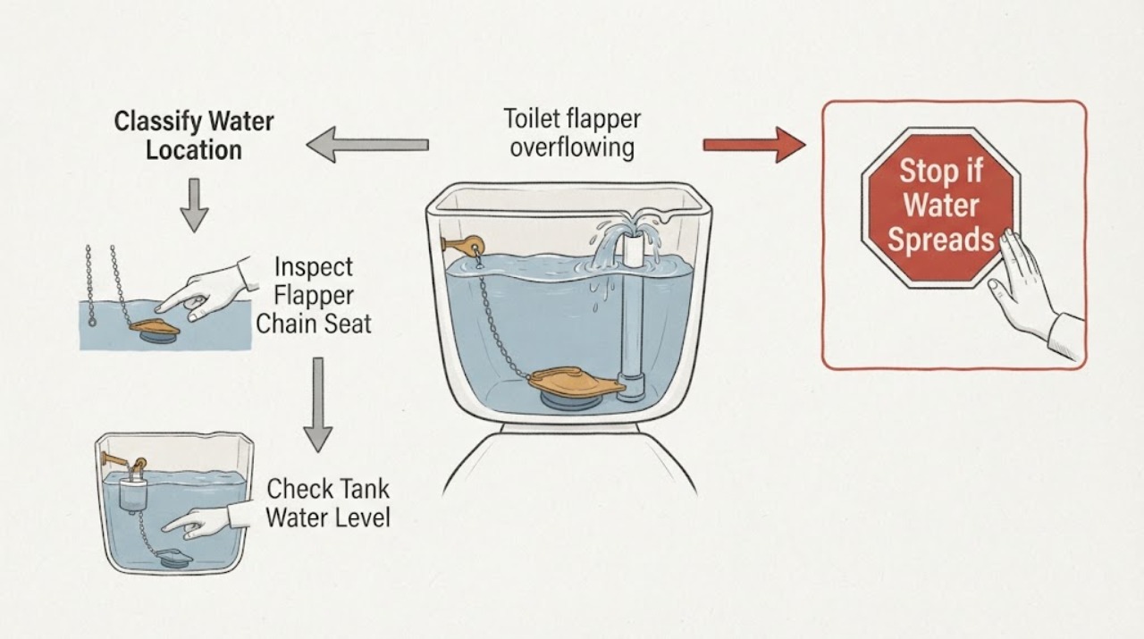 Toilet flapper overflowing