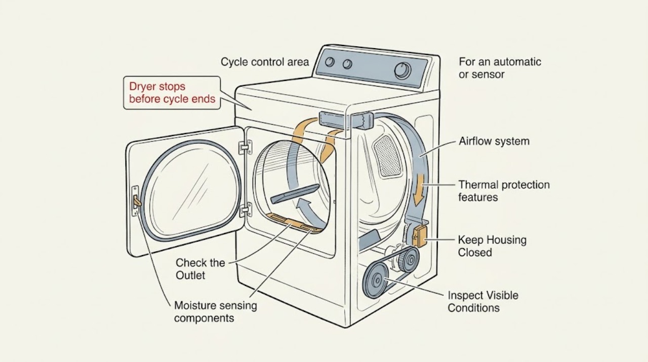 Dryer stops before cycle ends