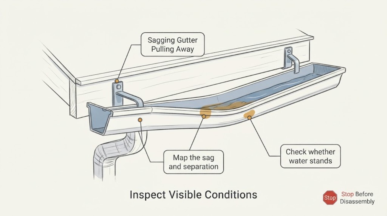 Sagging Gutter Pulling Away
