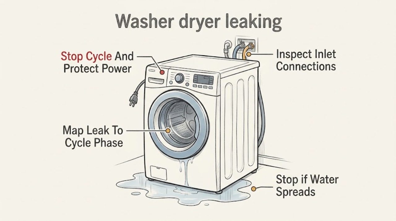 Washer dryer leaking
