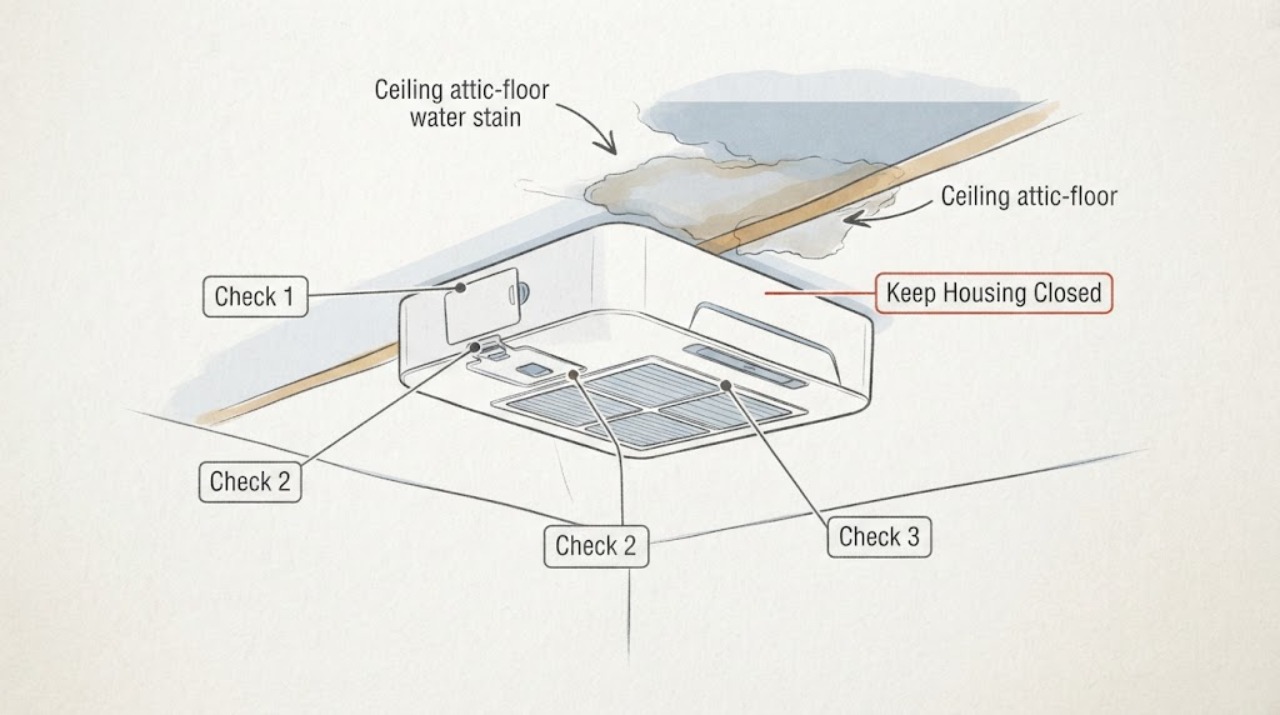 Ceiling attic-floor water stain