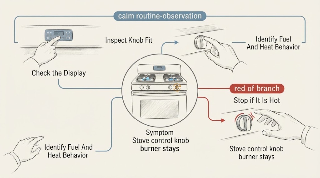Stove control knob burner stays