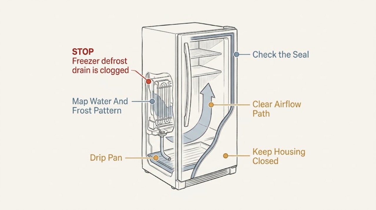 Freezer defrost drain is clogged