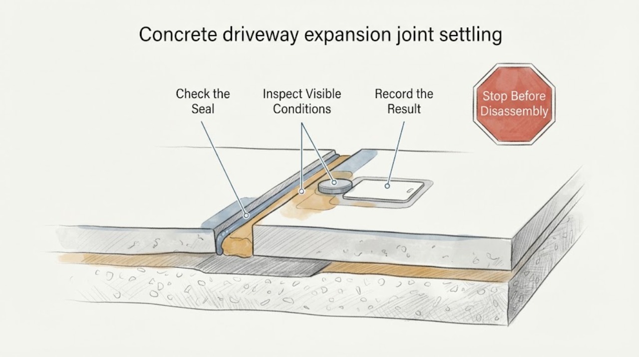 Concrete driveway expansion joint settling