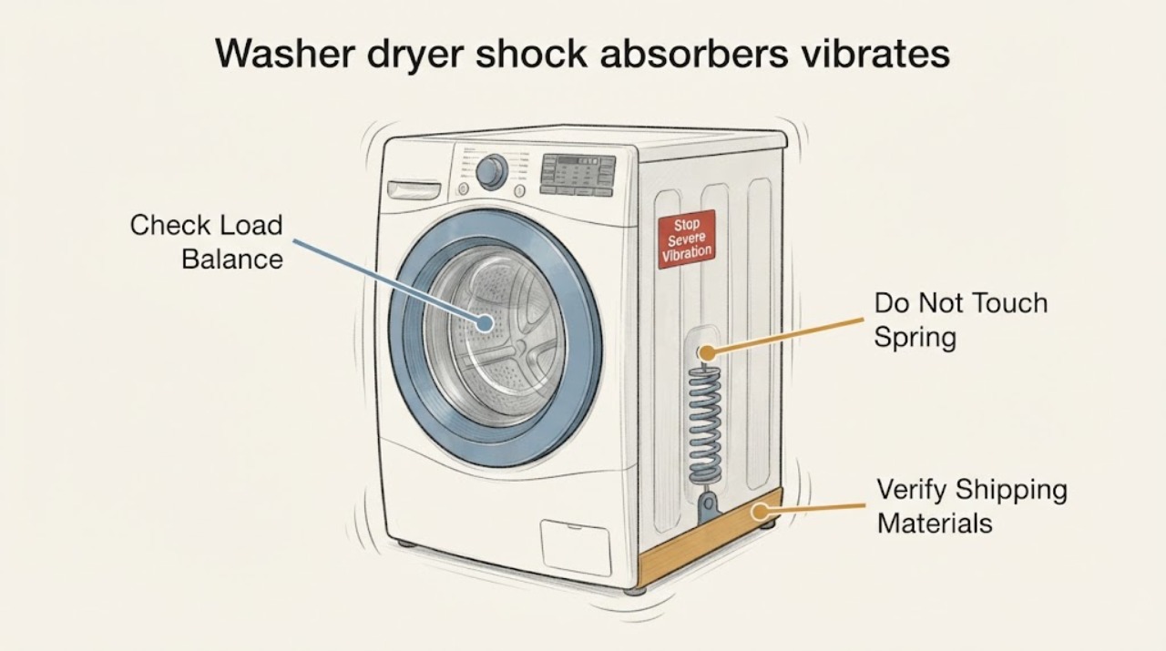 Washer dryer shock absorbers vibrates