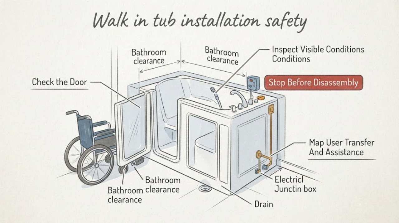 Walk in tub installation safety