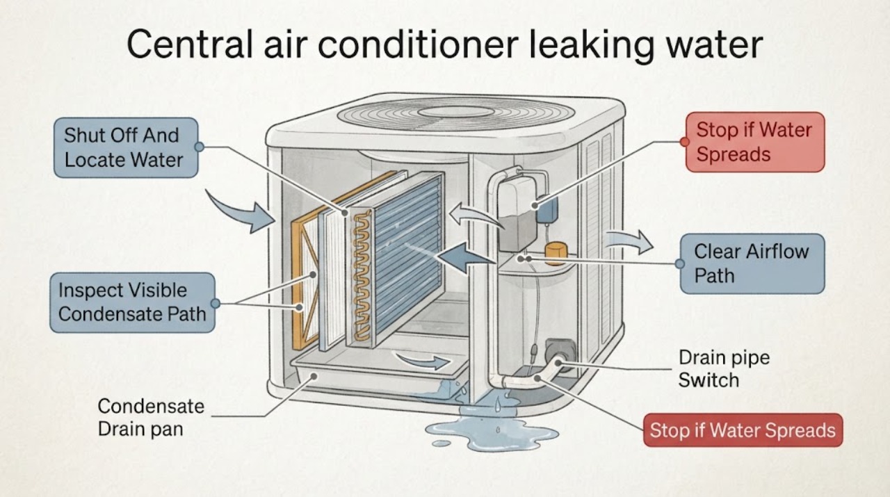 Central air conditioner leaking water