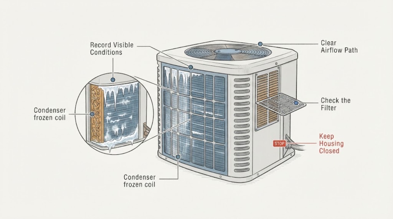Condenser frozen coil
