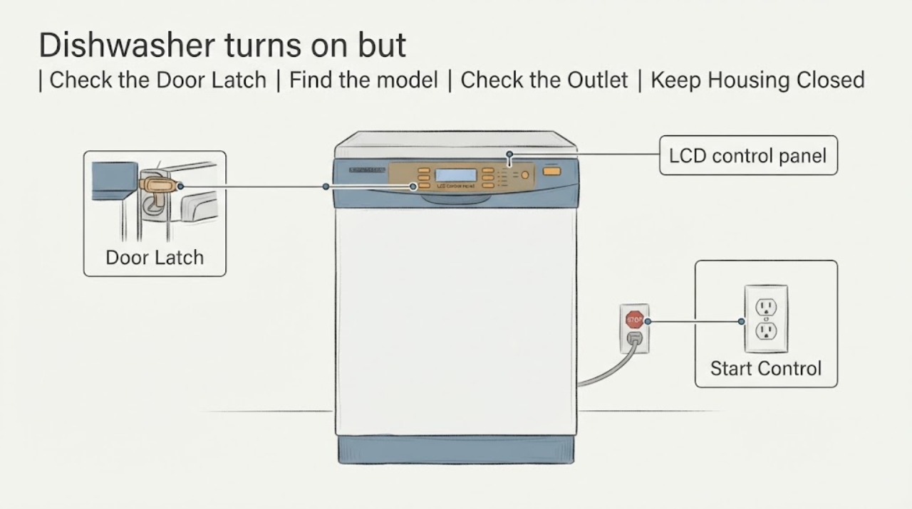 Dishwasher turns on but