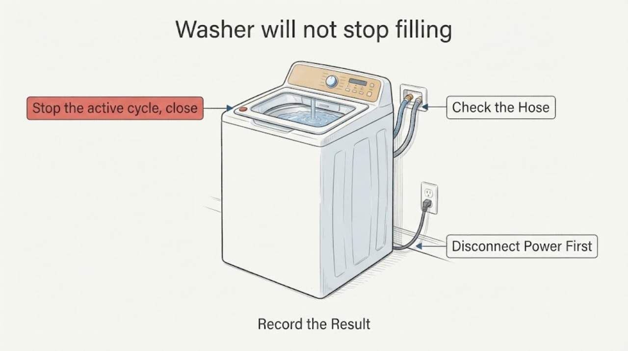 Washer will not stop filling