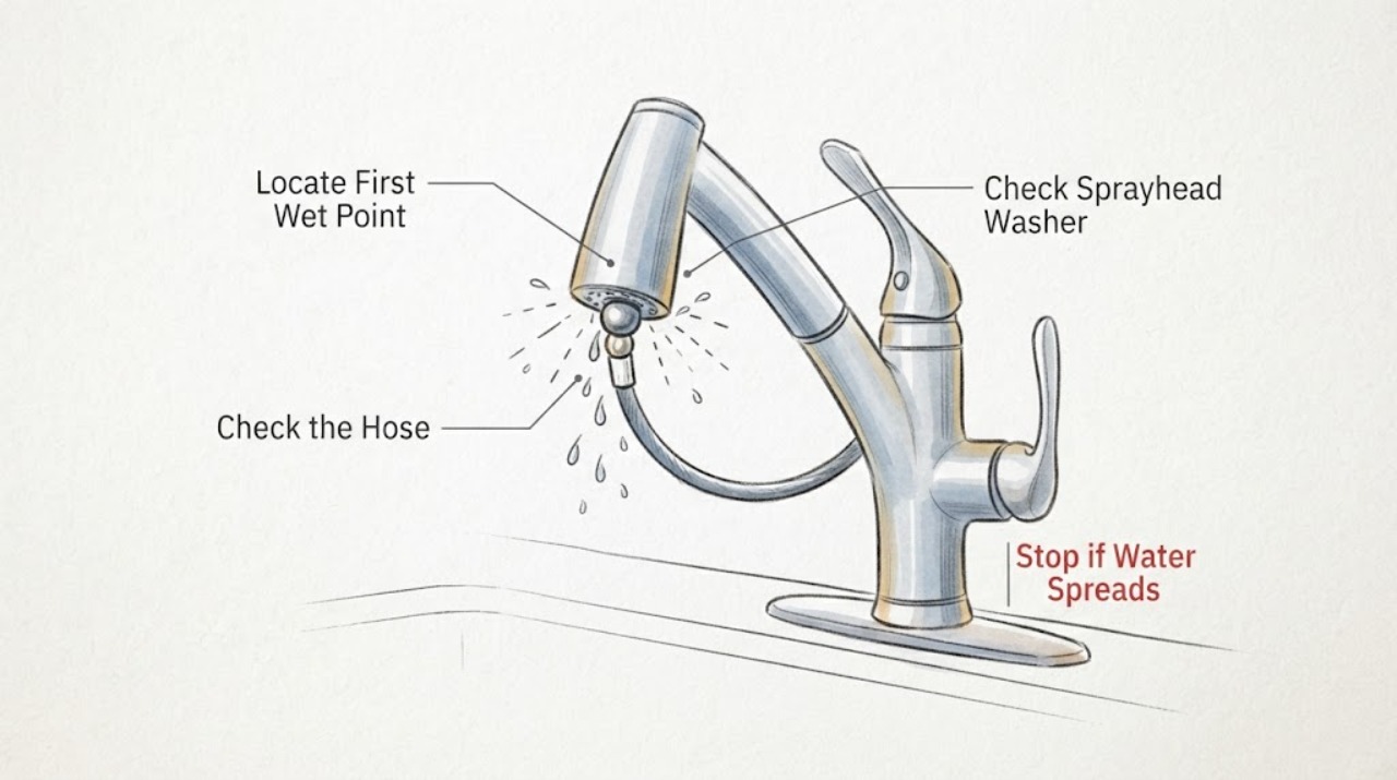 Faucet pull-down sprayer leaking