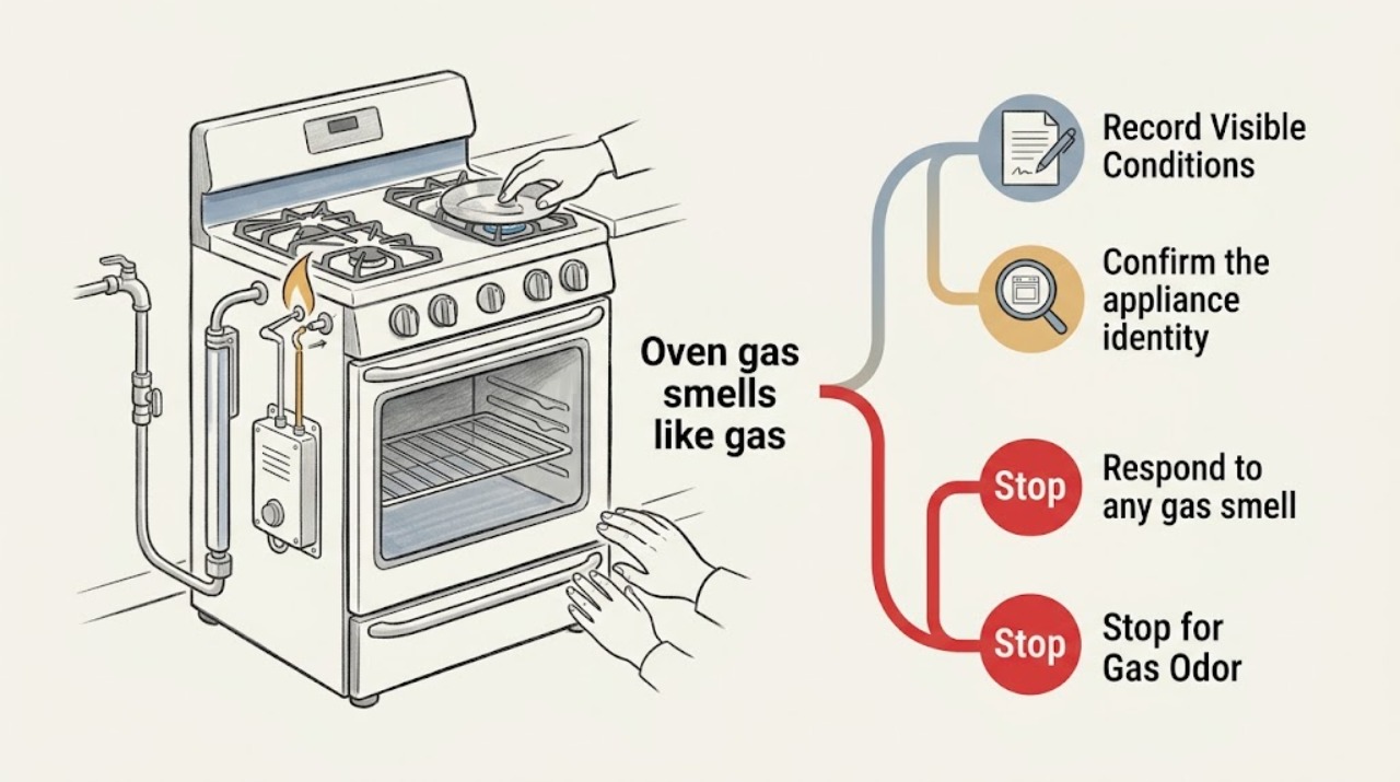 Oven gas smells like gas