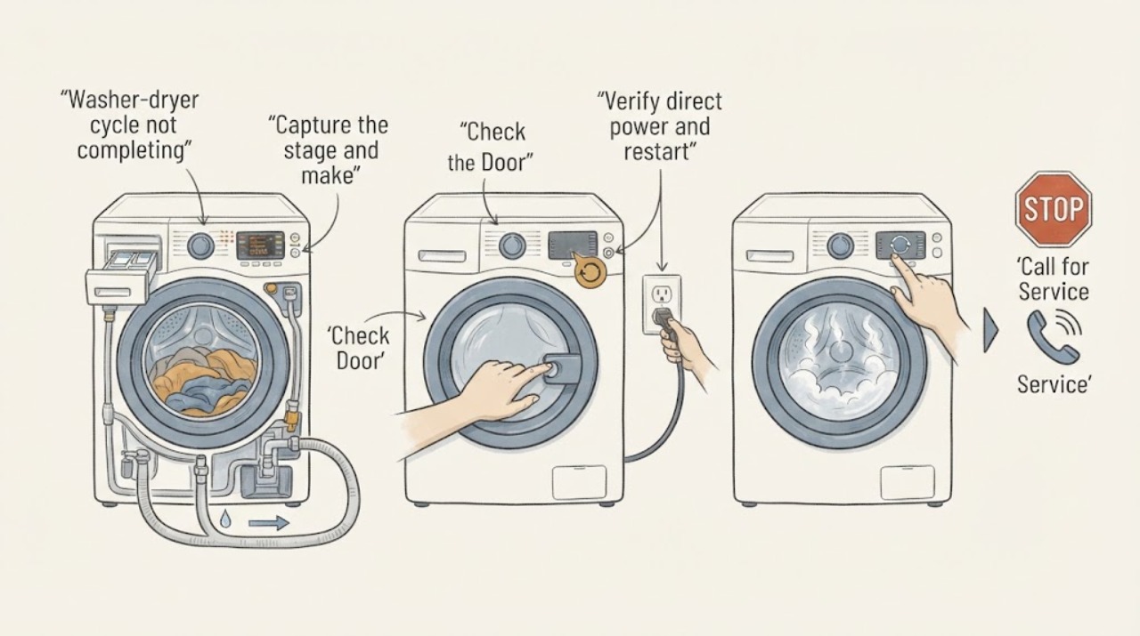 Washer-dryer cycle not completing