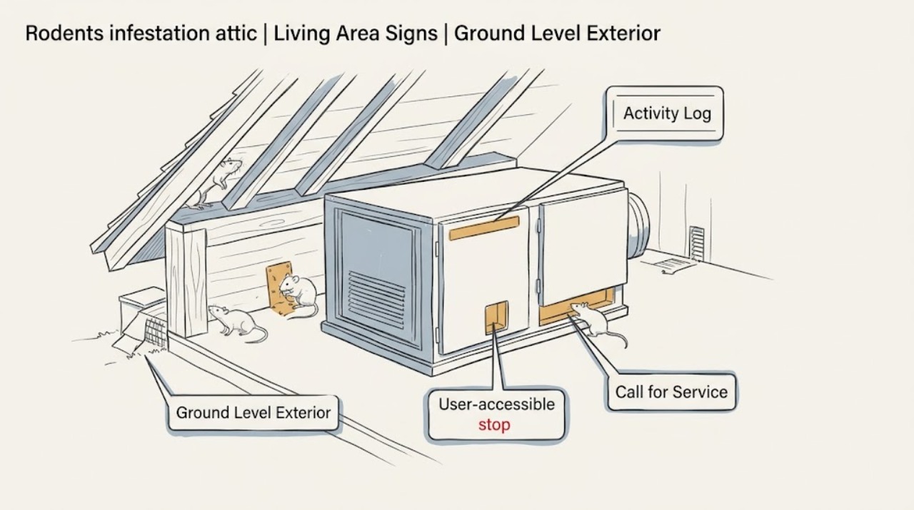 Rodents infestation attic