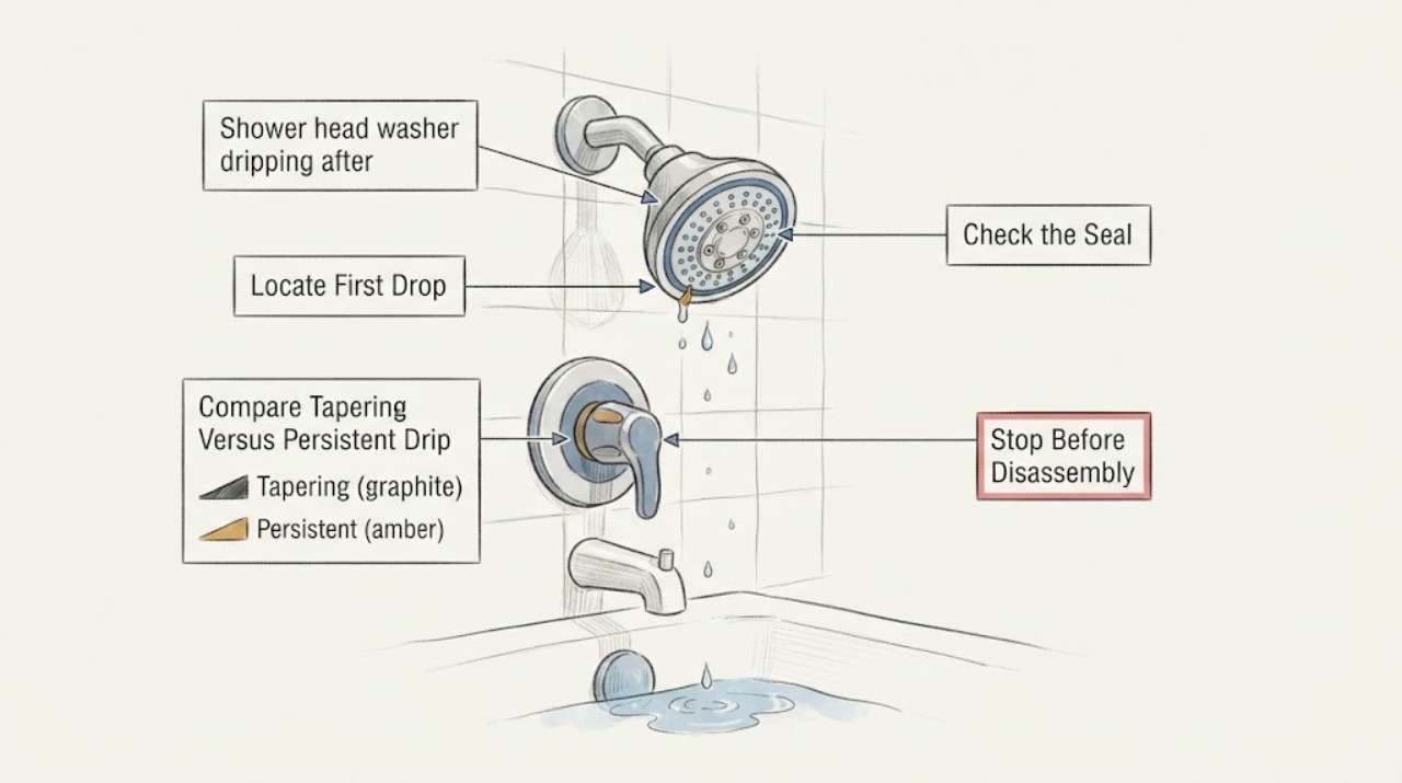 Shower head washer dripping after