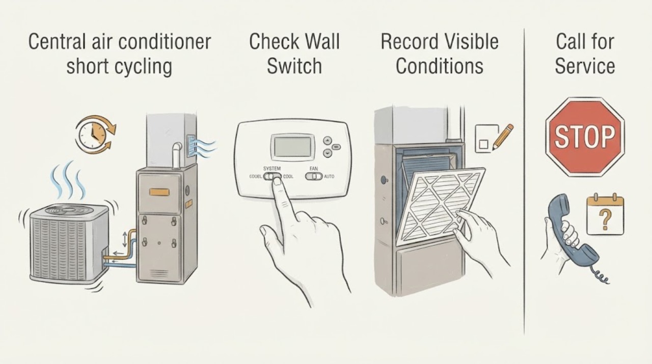 Central air conditioner short cycling