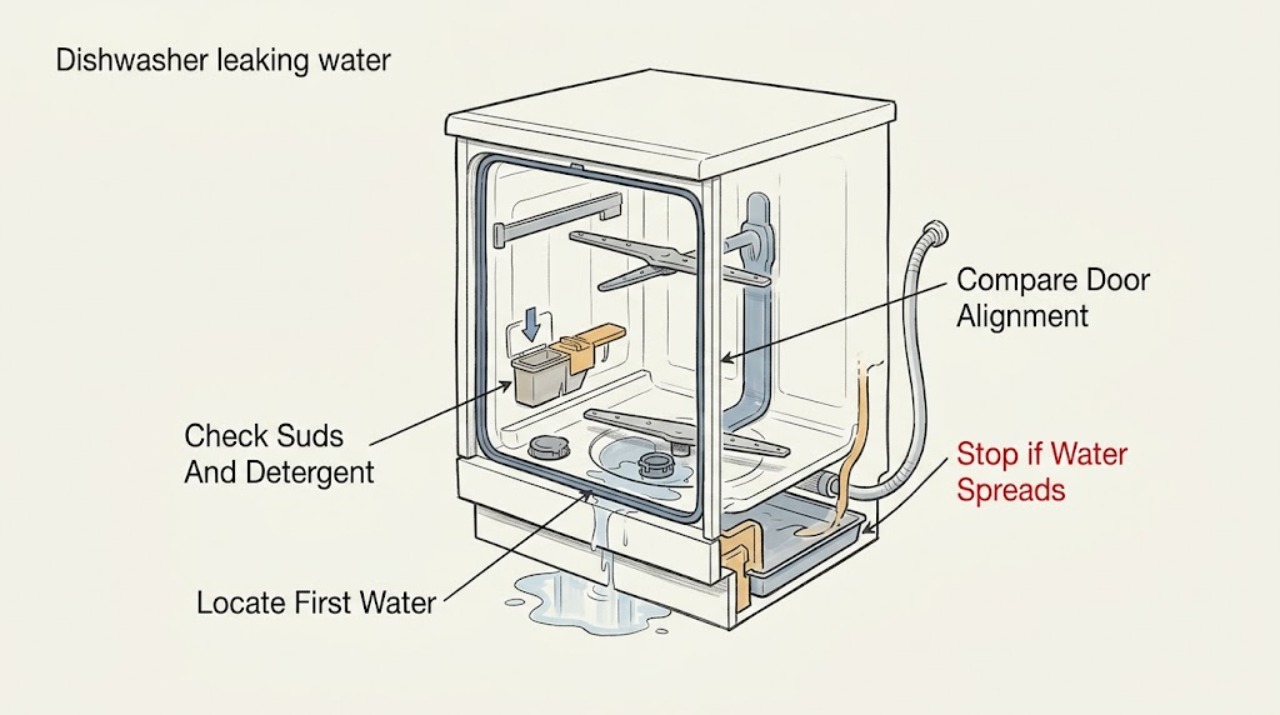 Dishwasher leaking water