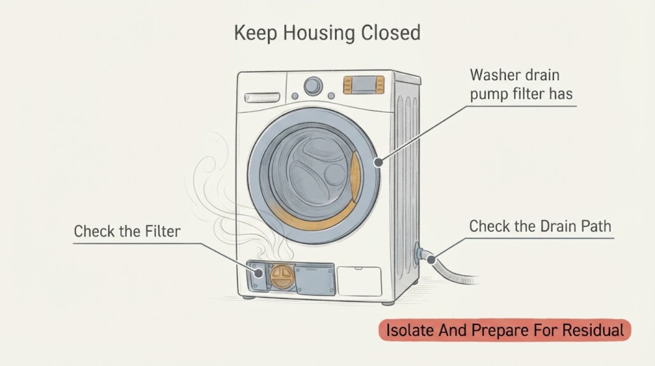 Washer drain pump filter has