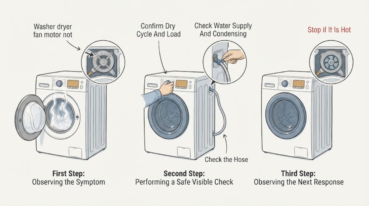 Washer dryer fan motor not