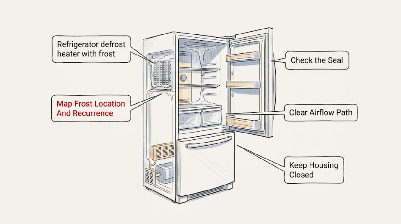 Refrigerator defrost heater with frost