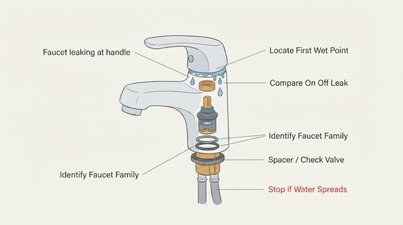 Faucet leaking at handle