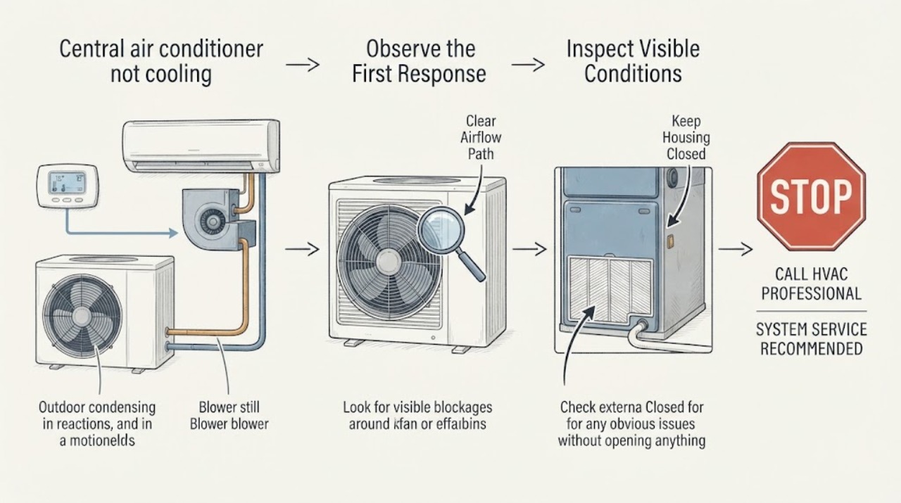 Central air conditioner not cooling