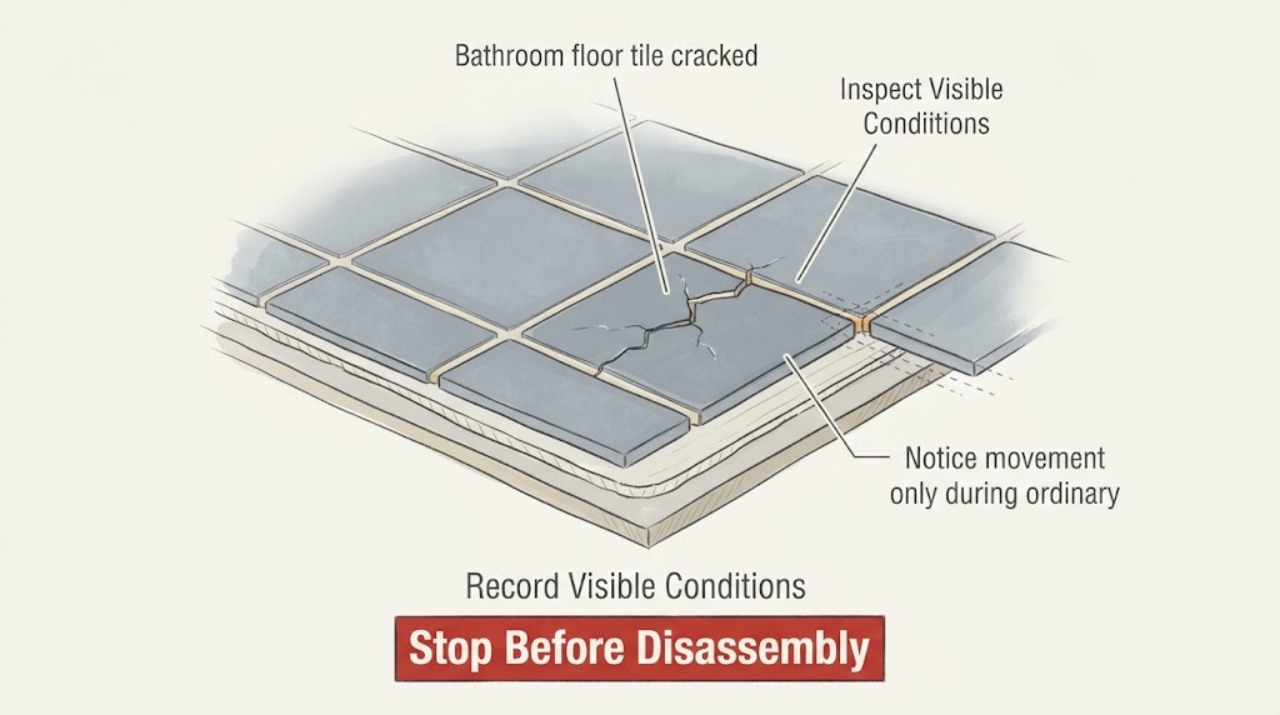 Bathroom floor tile cracked
