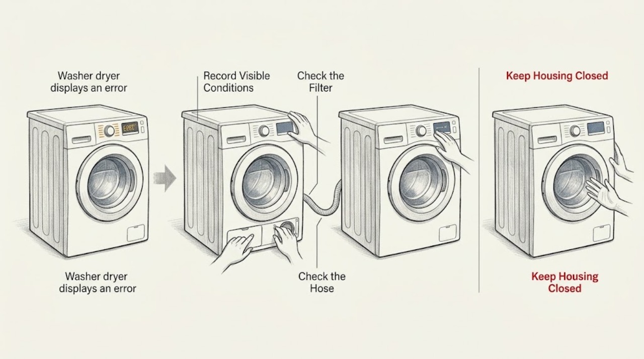 Washer dryer displays an error