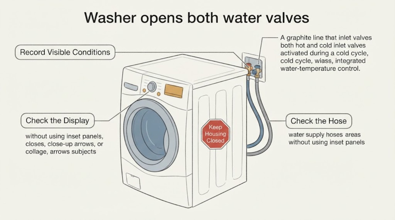 Washer opens both water valves