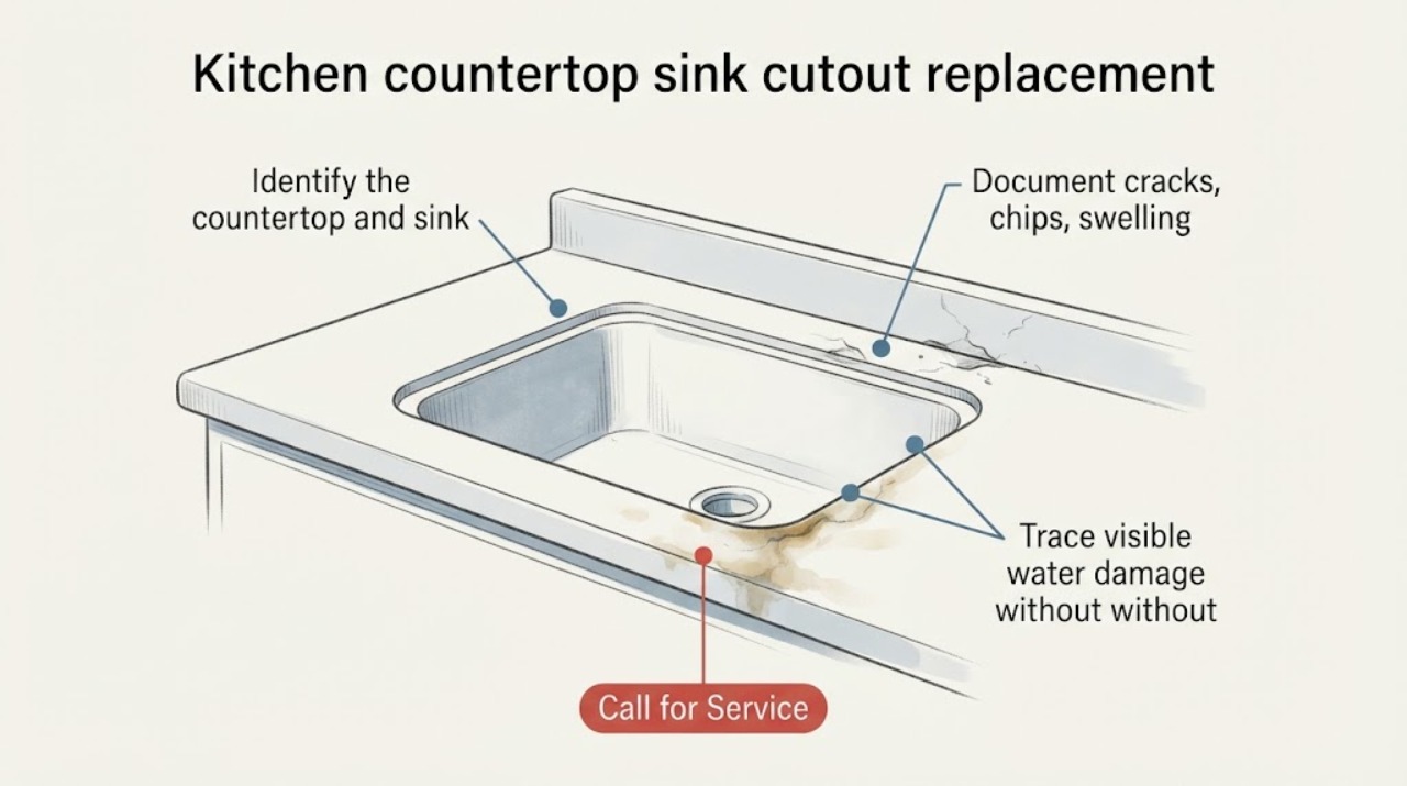 Kitchen countertop sink cutout replacement