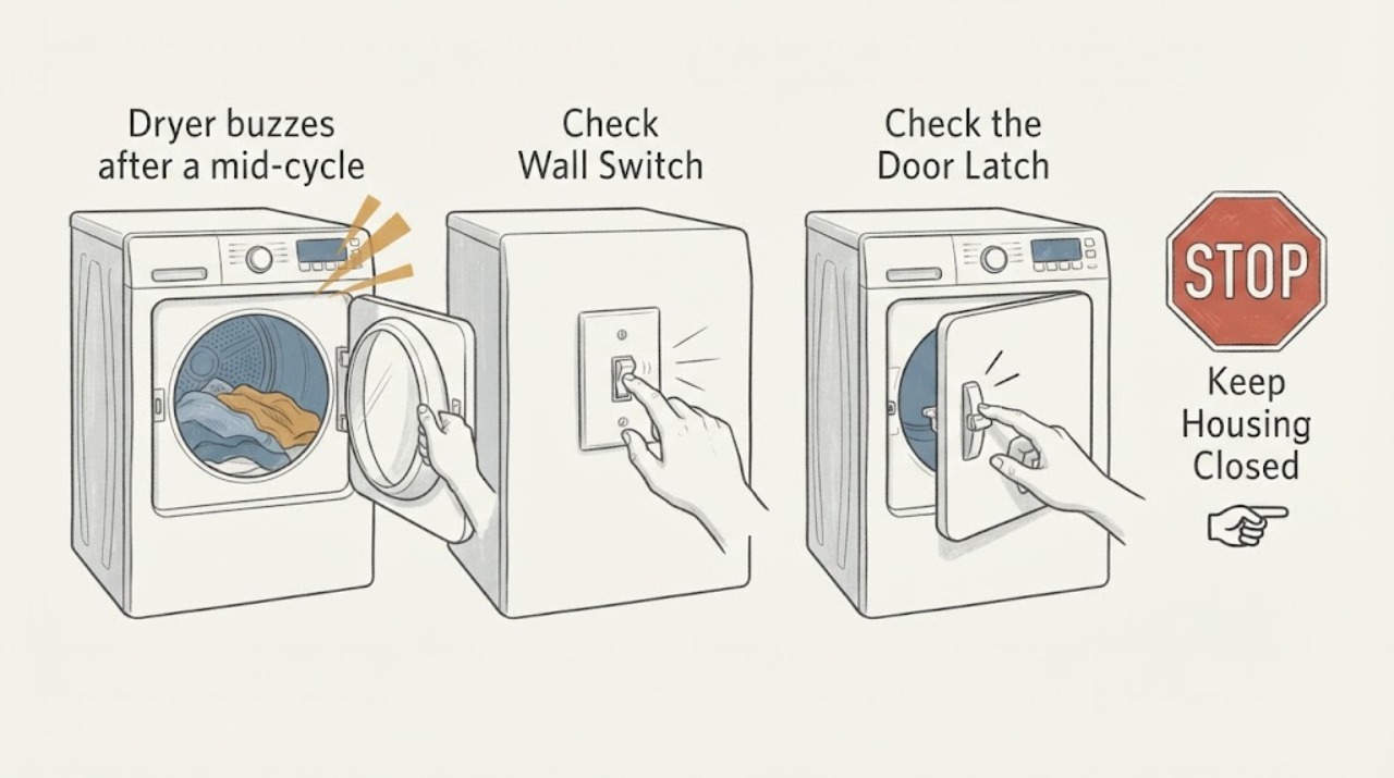 Dryer buzzes after a mid-cycle