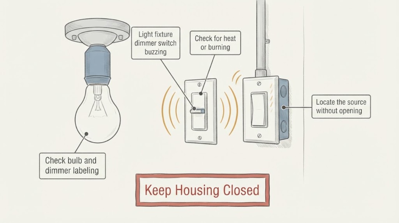 Light fixture dimmer switch buzzing