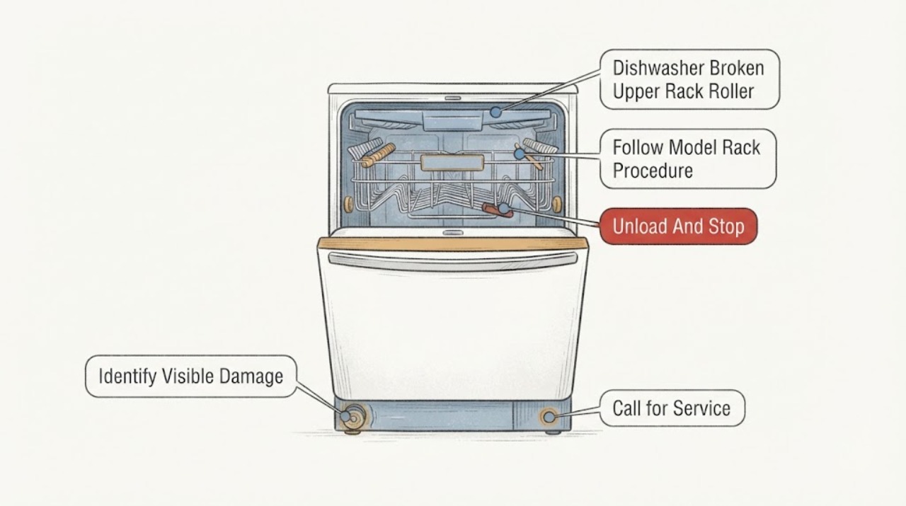 Dishwasher Broken Upper Rack Roller