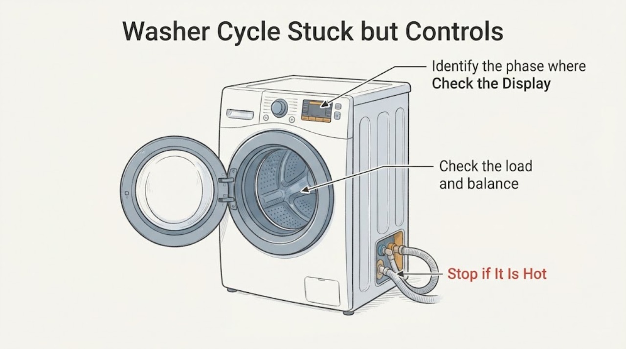 Washer Cycle Stuck but Controls