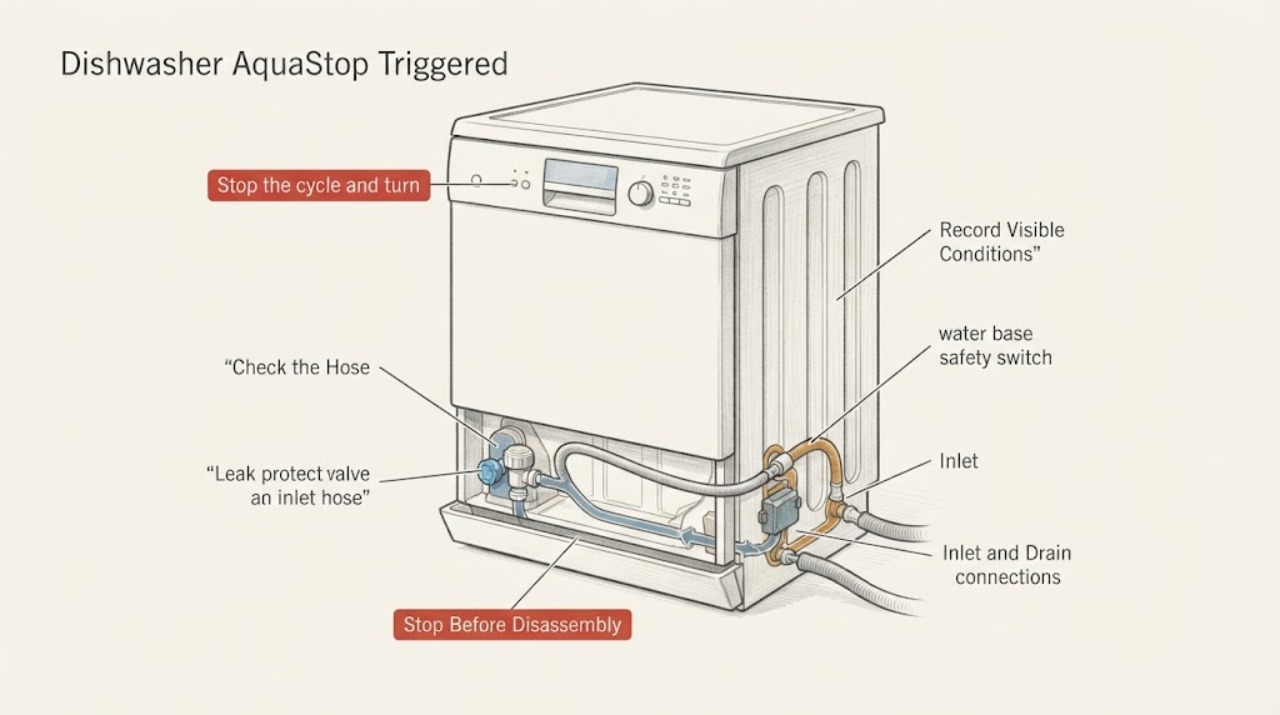 Dishwasher AquaStop Triggered