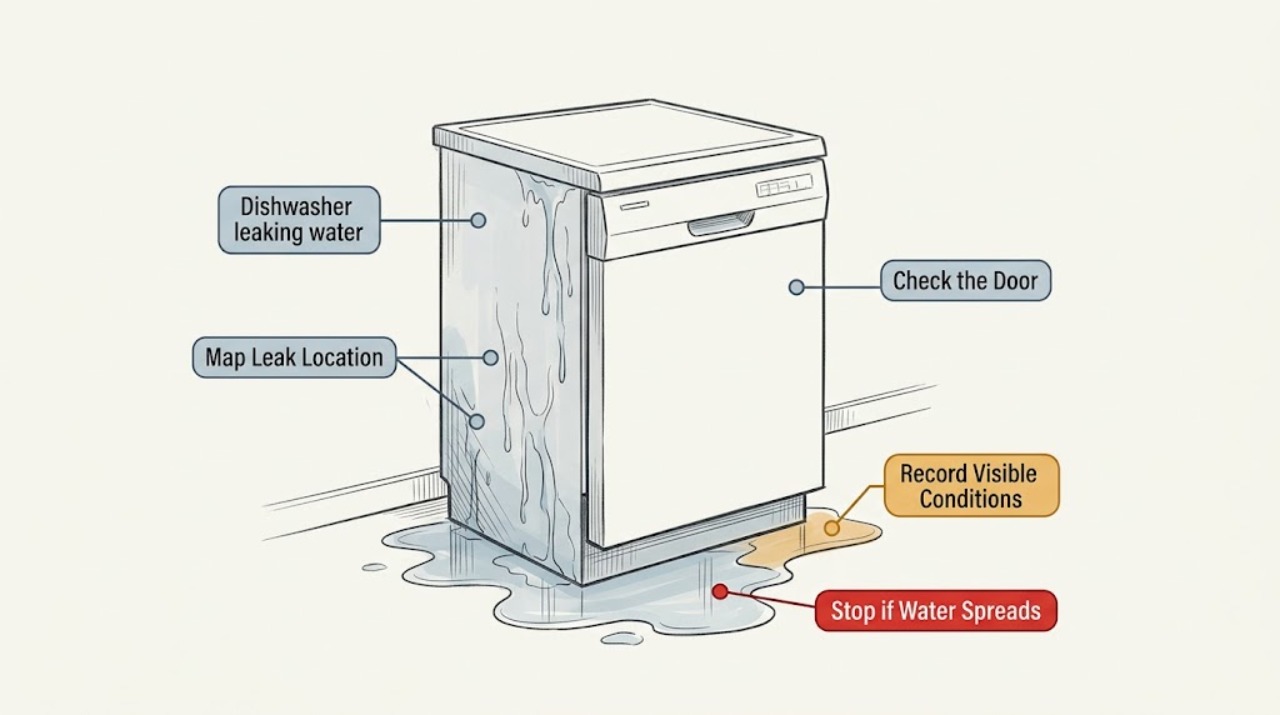 Dishwasher leaking water