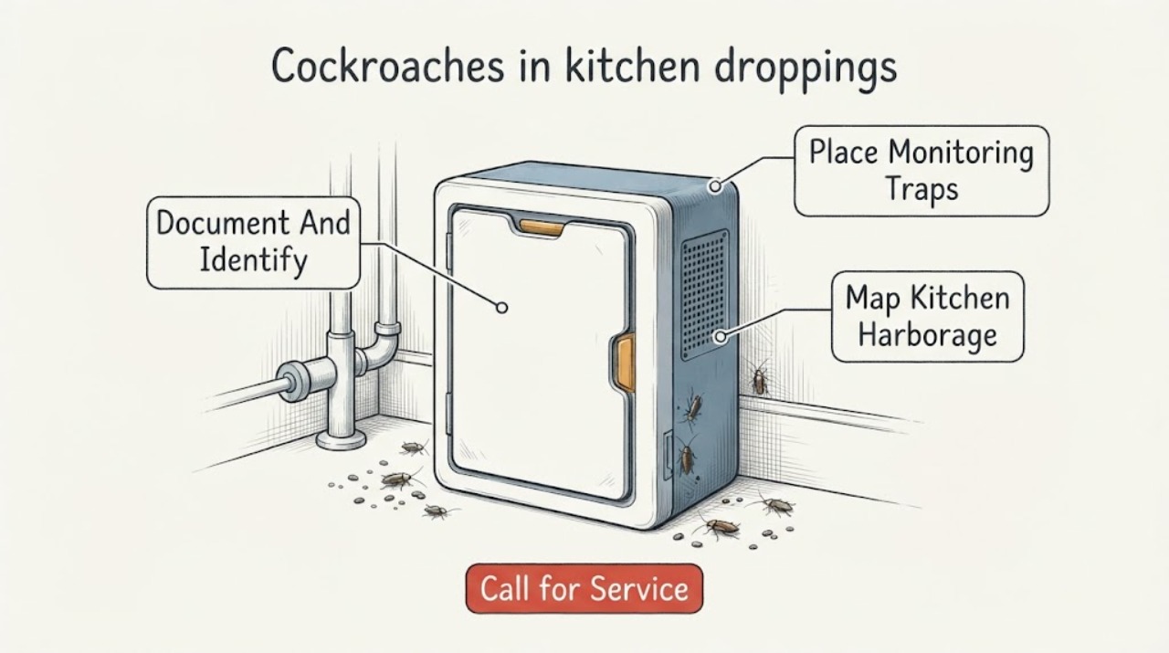 Cockroaches in kitchen droppings