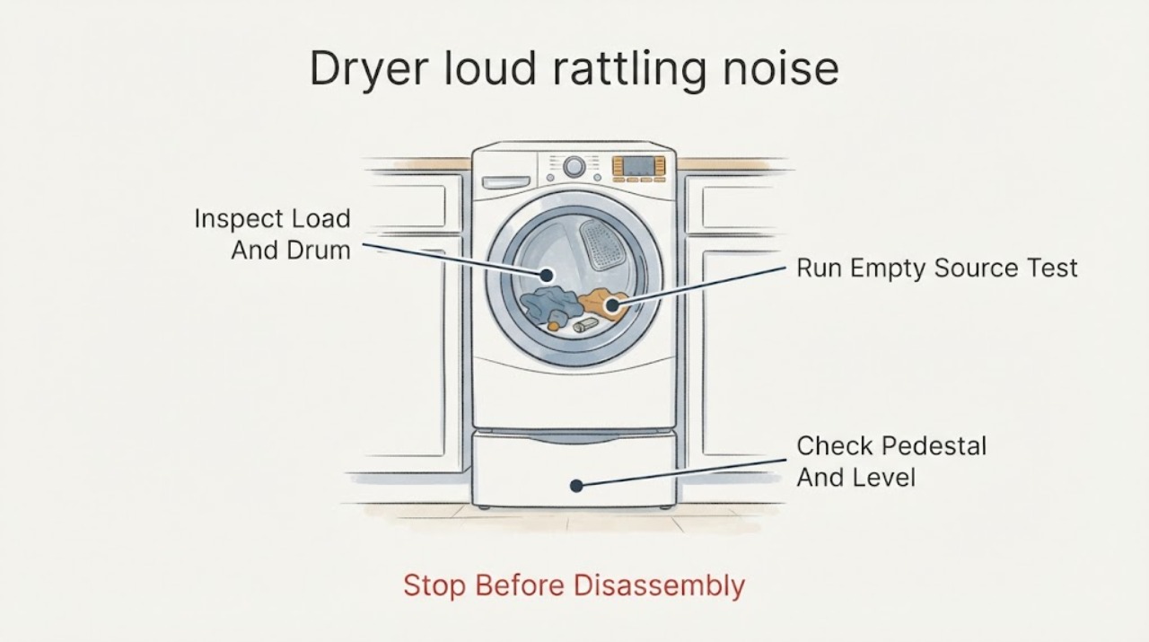Dryer loud rattling noise |
