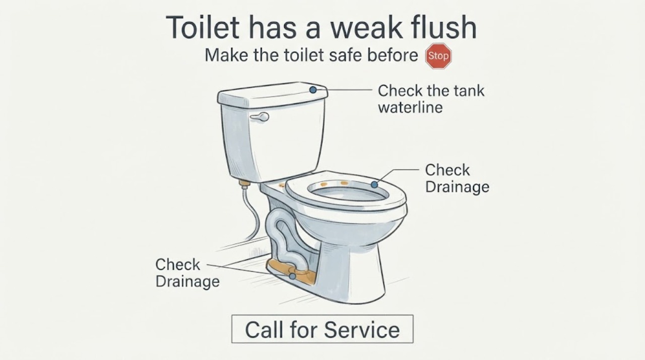 Toilet has a weak flush