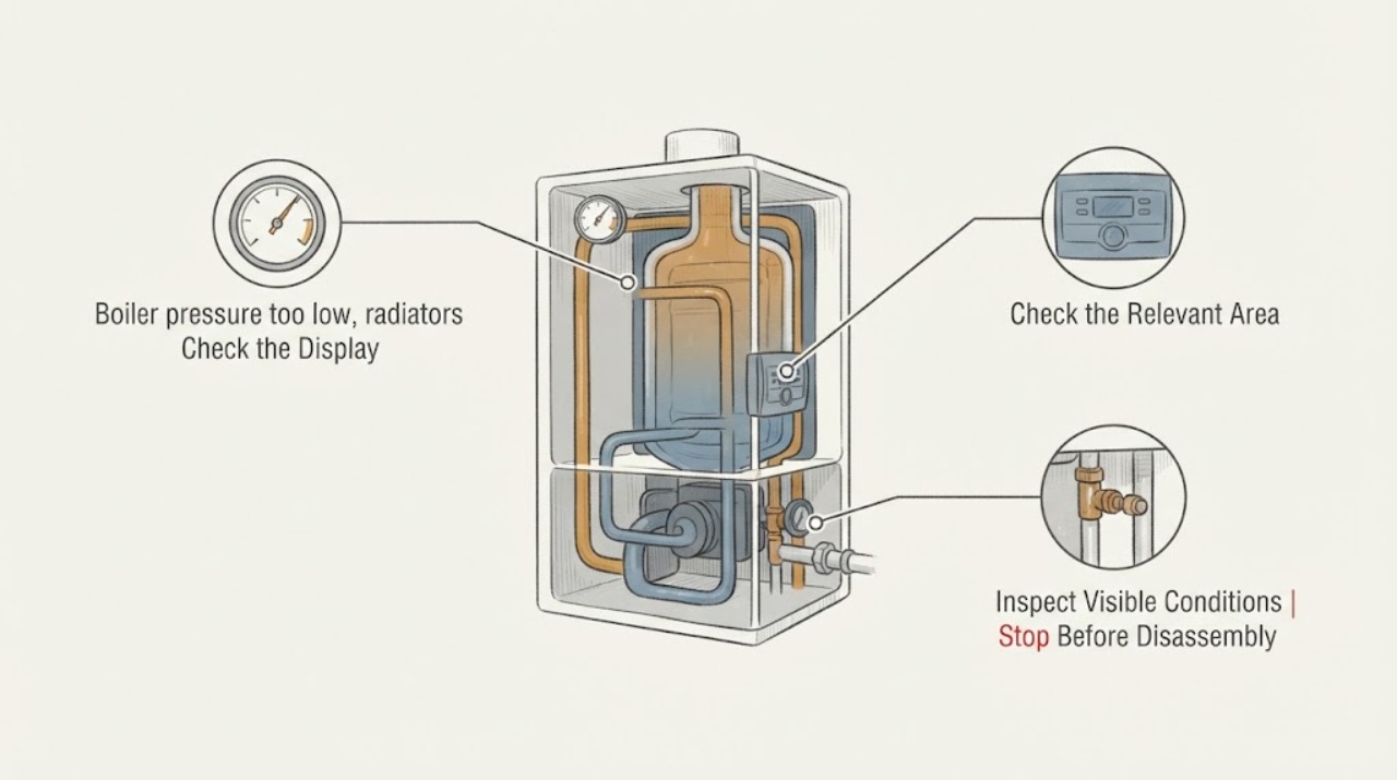 Boiler pressure too low, radiators