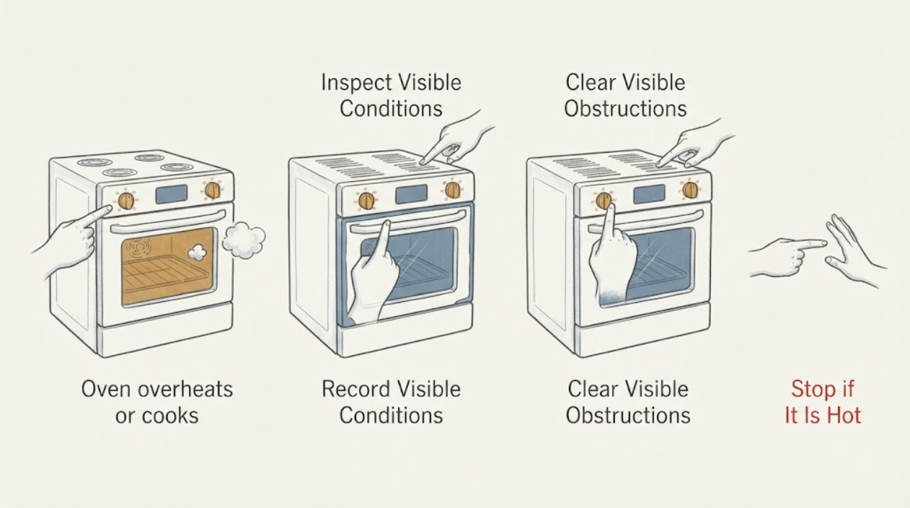 Oven overheats or cooks