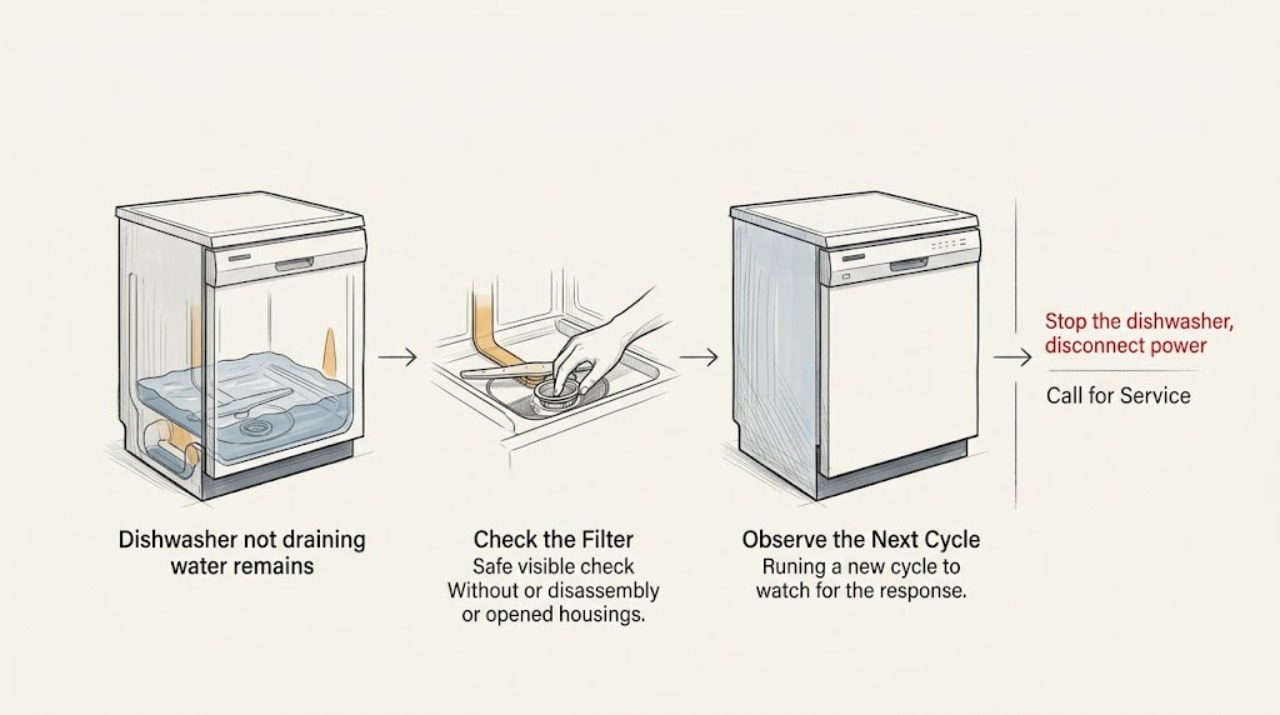 Dishwasher not draining water remains