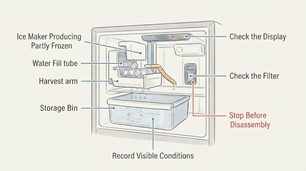 Ice Maker Producing Partly Frozen
