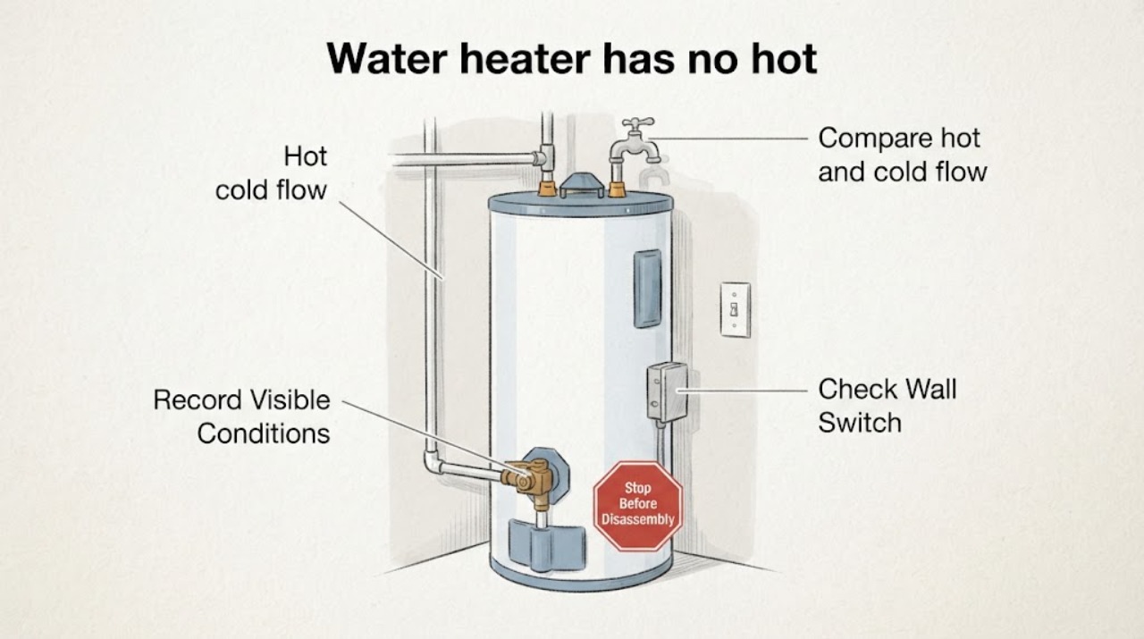 Water heater has no hot