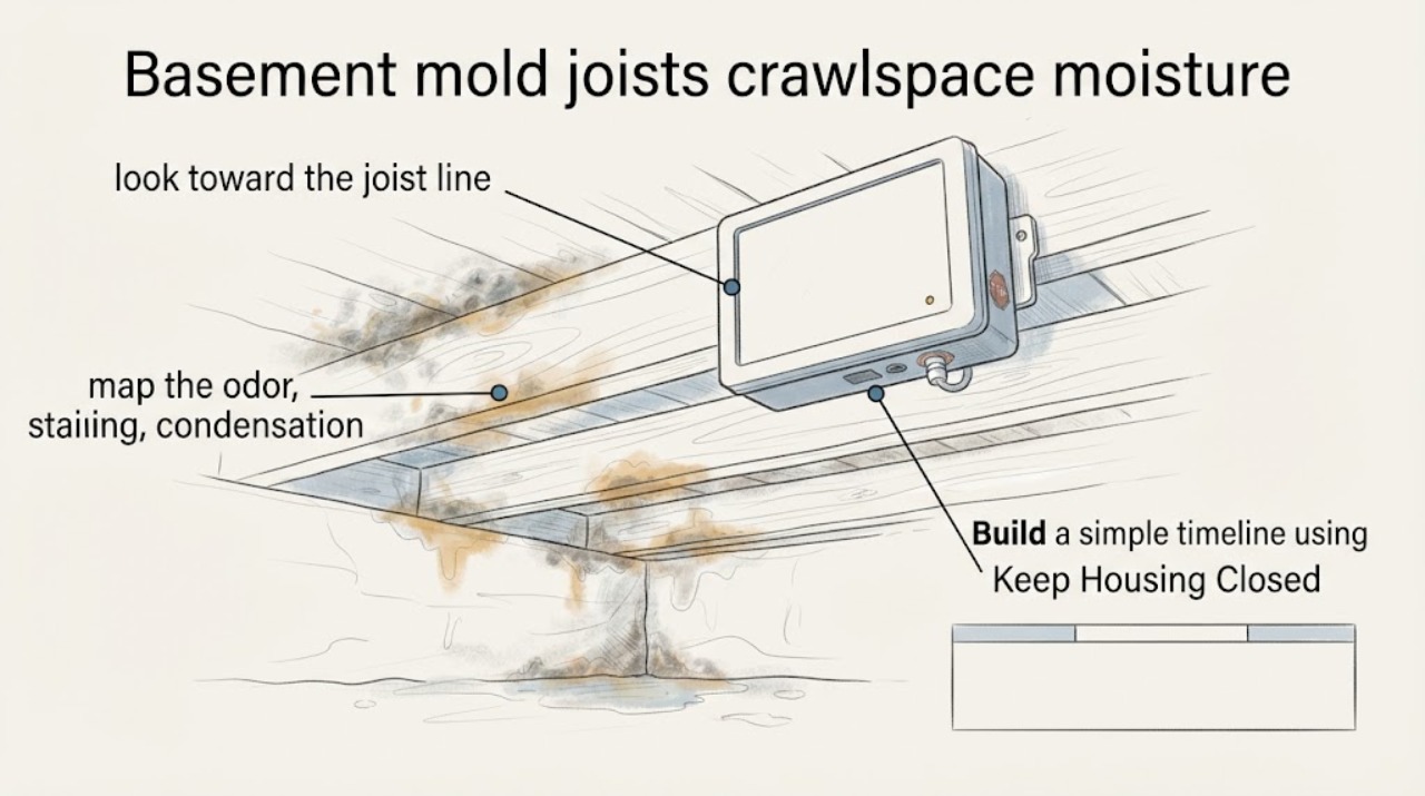 Basement mold joists crawlspace moisture