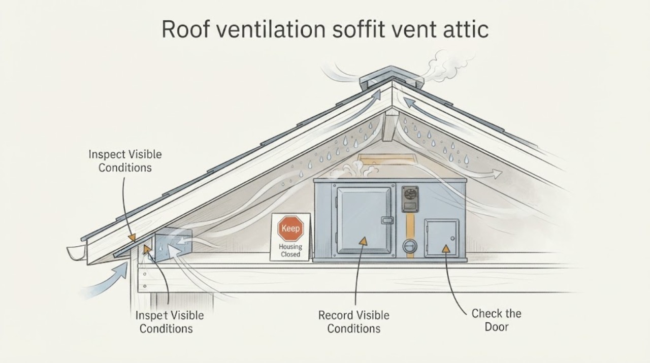 Roof ventilation soffit vent attic