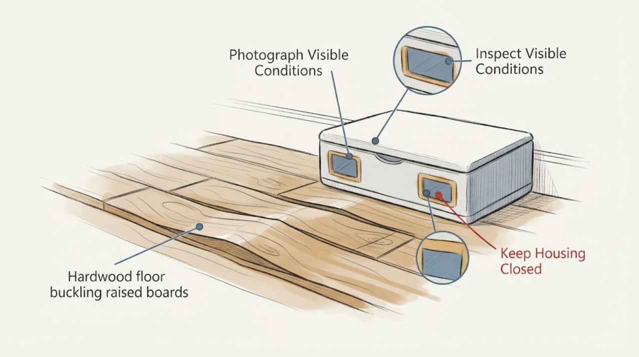 Hardwood floor buckling raised boards