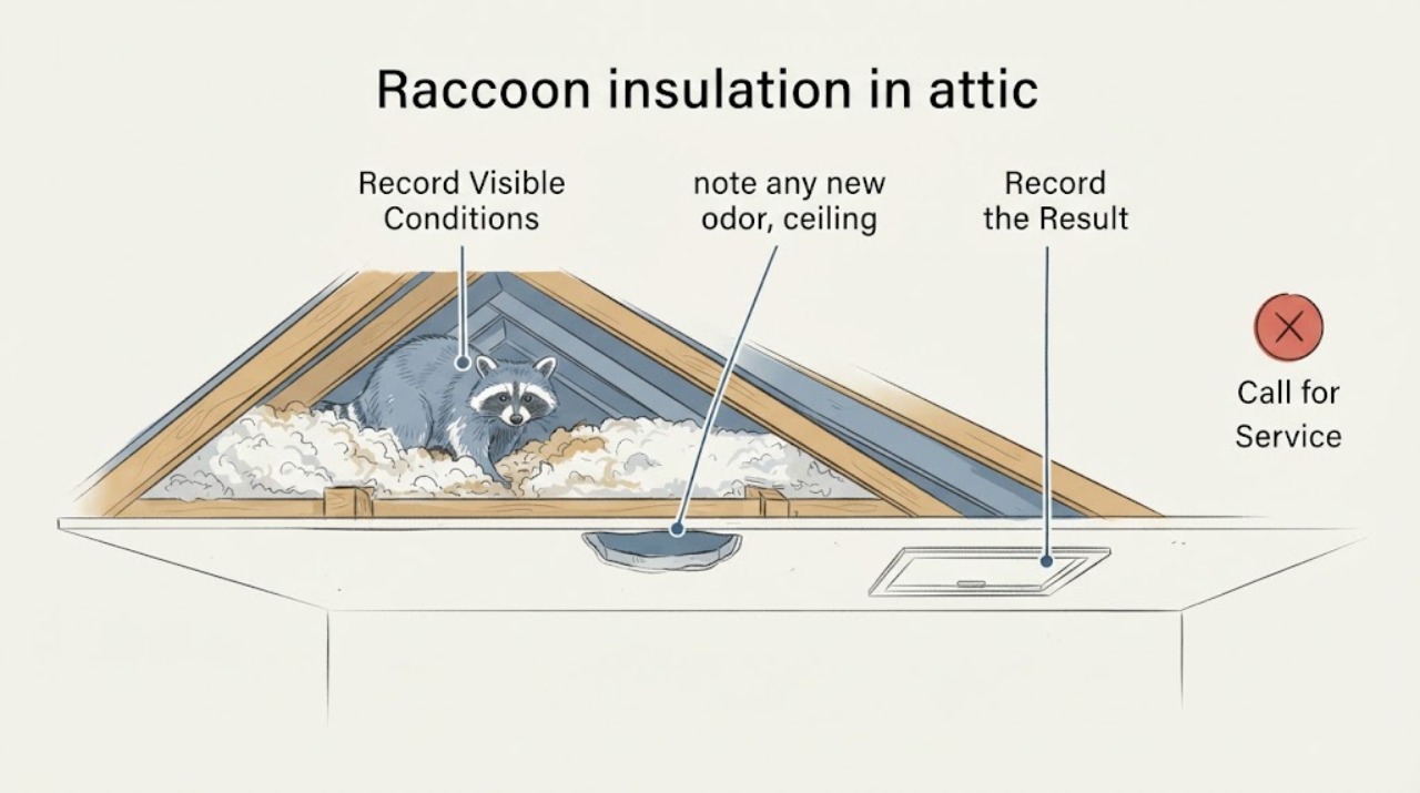Raccoon insulation in attic