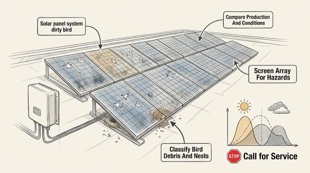 Solar panel system dirty bird