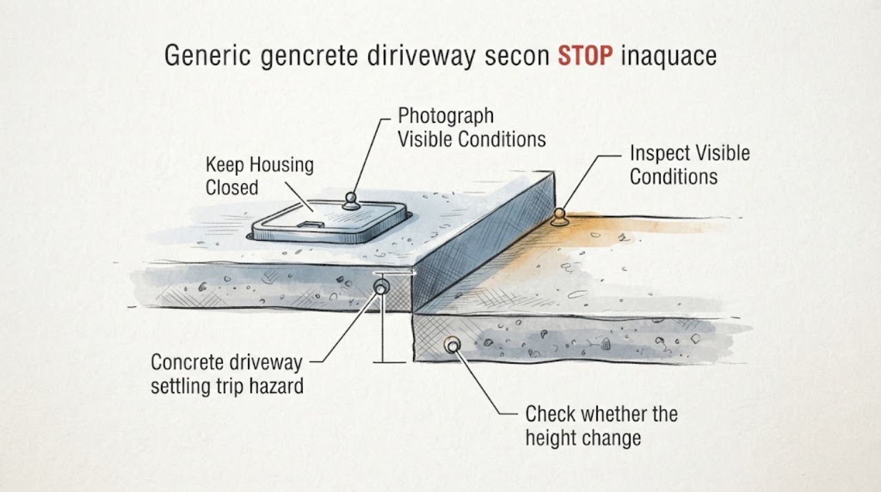 Concrete driveway settling trip hazard